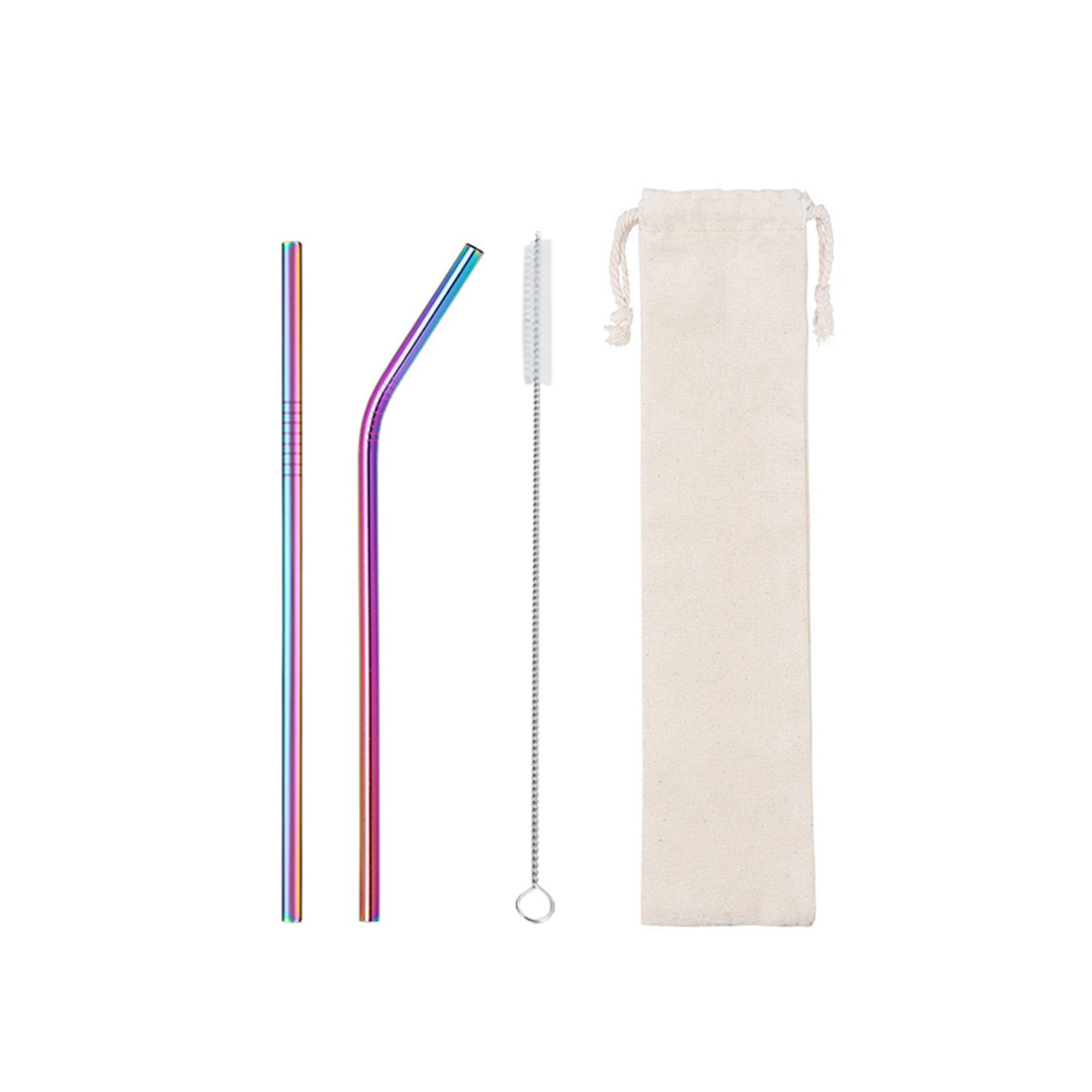 Three In One Reusable Stainless Steel Straw Set 5