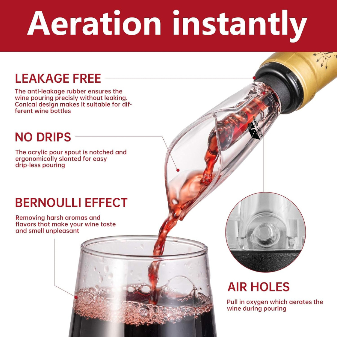 WineVault Tulip-Style Wine Aerator Pourer 2