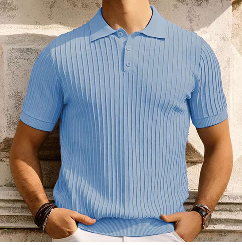 Mens Textured Knit Polo Shirts 14