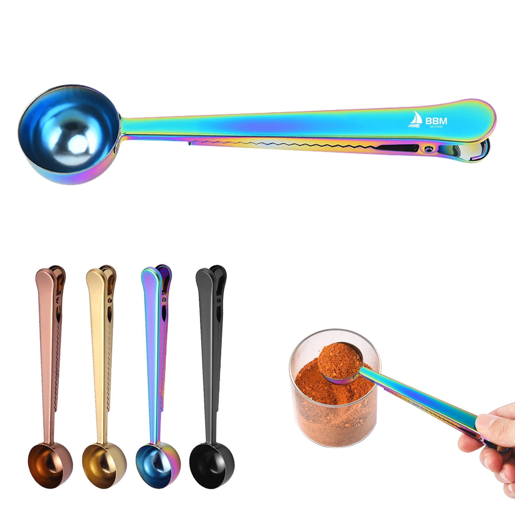 2 In 1 Stainless Steel Coffee Spoon & Clip 1