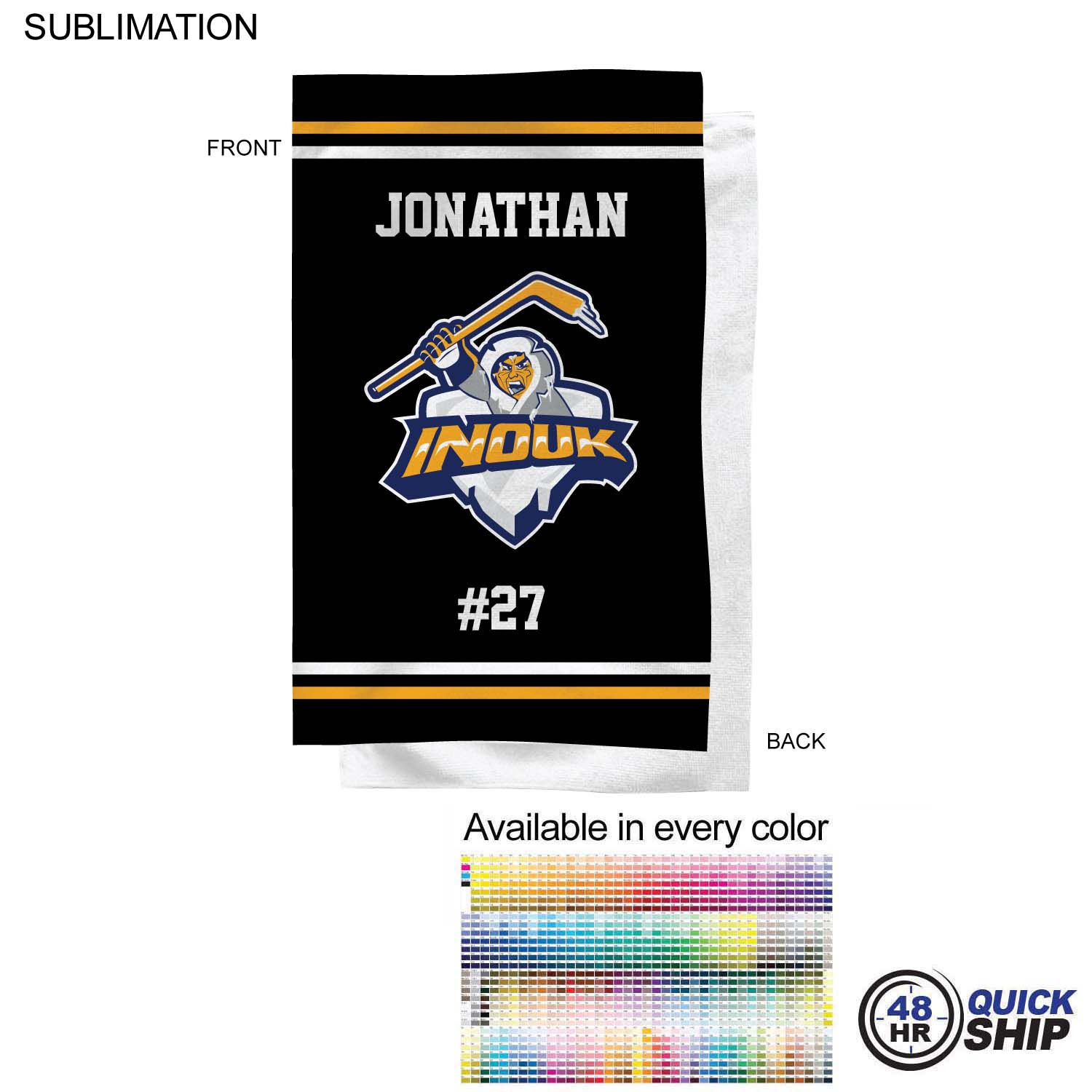 48Hr Quick Ship - Team Towel in Microfiber Dri-lite Terry, 15x25, Sublimated Sports Towel 3
