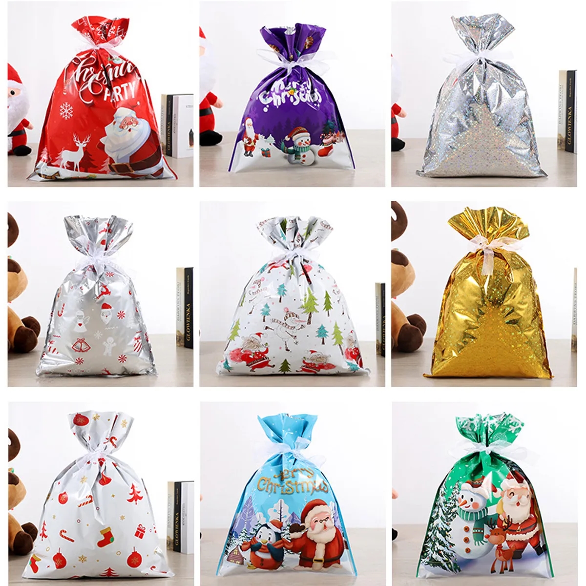 Christmas Drawstring Gift Wrap Bags 4
