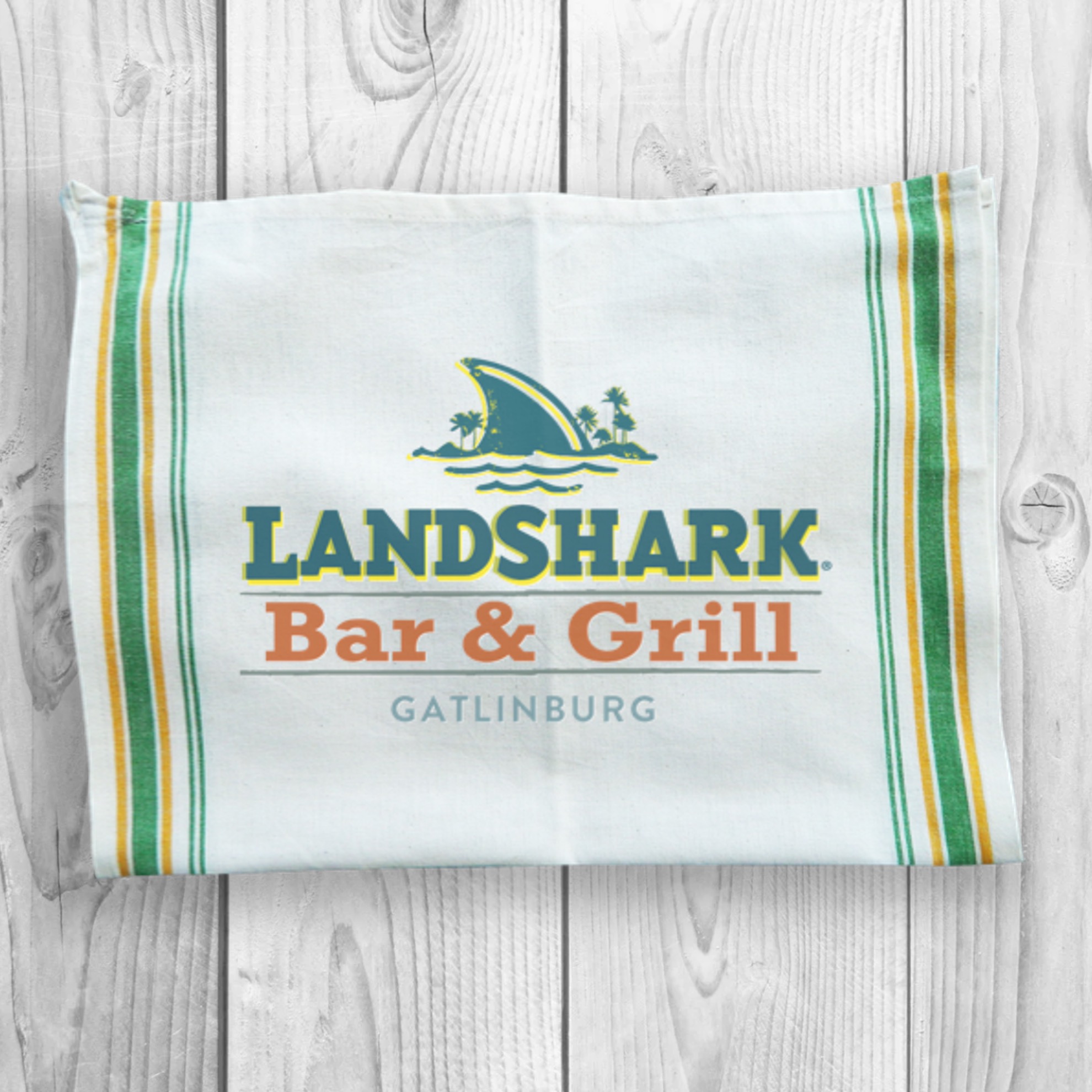 Vintage Stripped Kitchen Towel - Green / Yellow Stripe 6