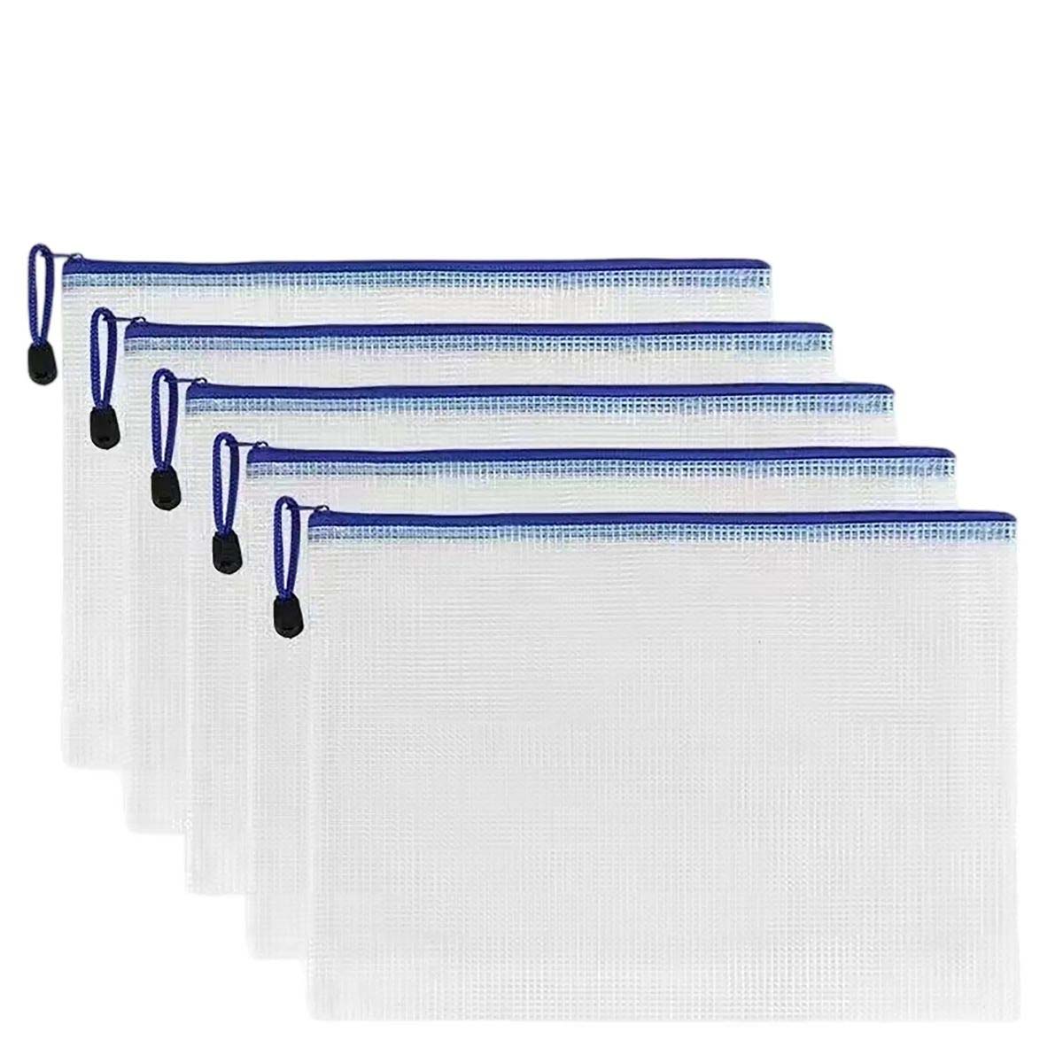 Durable PVC Grid Zipper Pouch A4 Storage 6