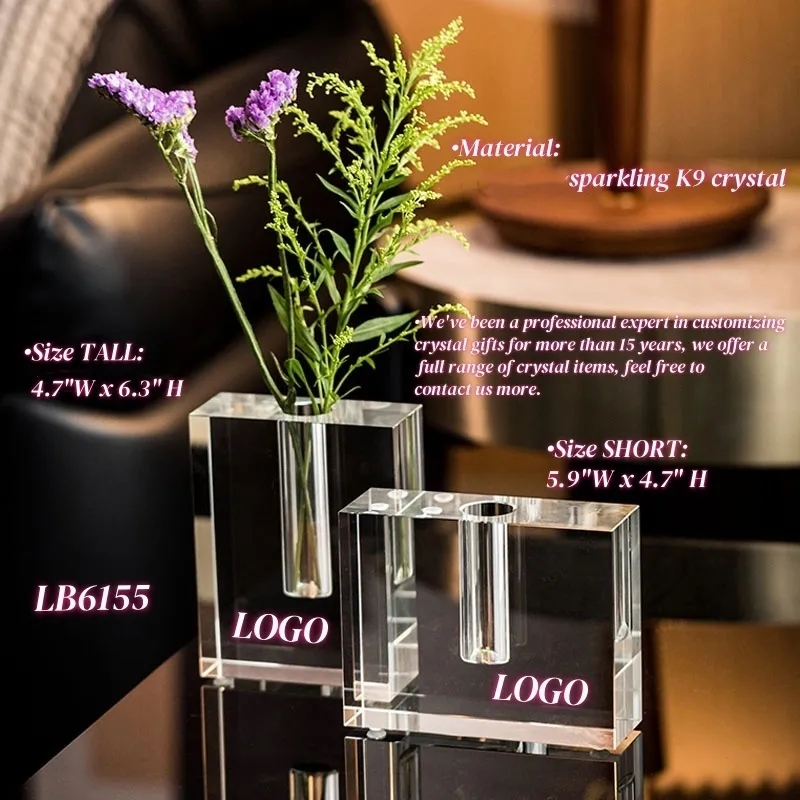 Square Crystal Flower Vases Glass Centerpieces for Tables 7