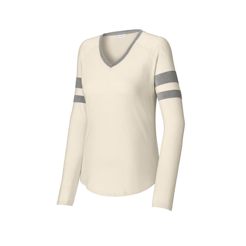 Sport-Tek Women's Halftime Stripe Long Sleeve V-Neck Tee 11
