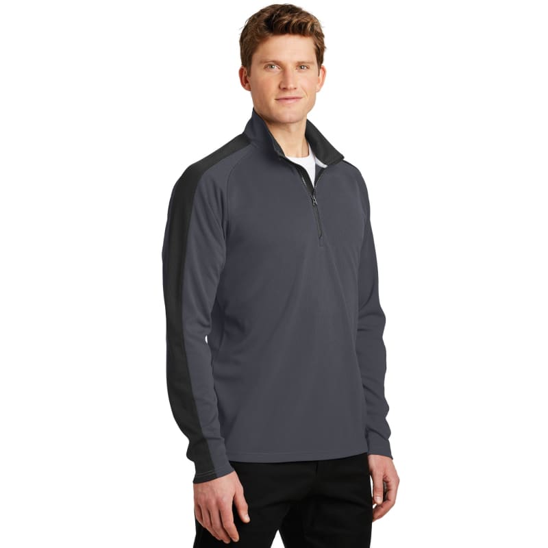 Sport-Tek Sport-Wick Textured Colorblock 1/4-Zip Pullover. 17