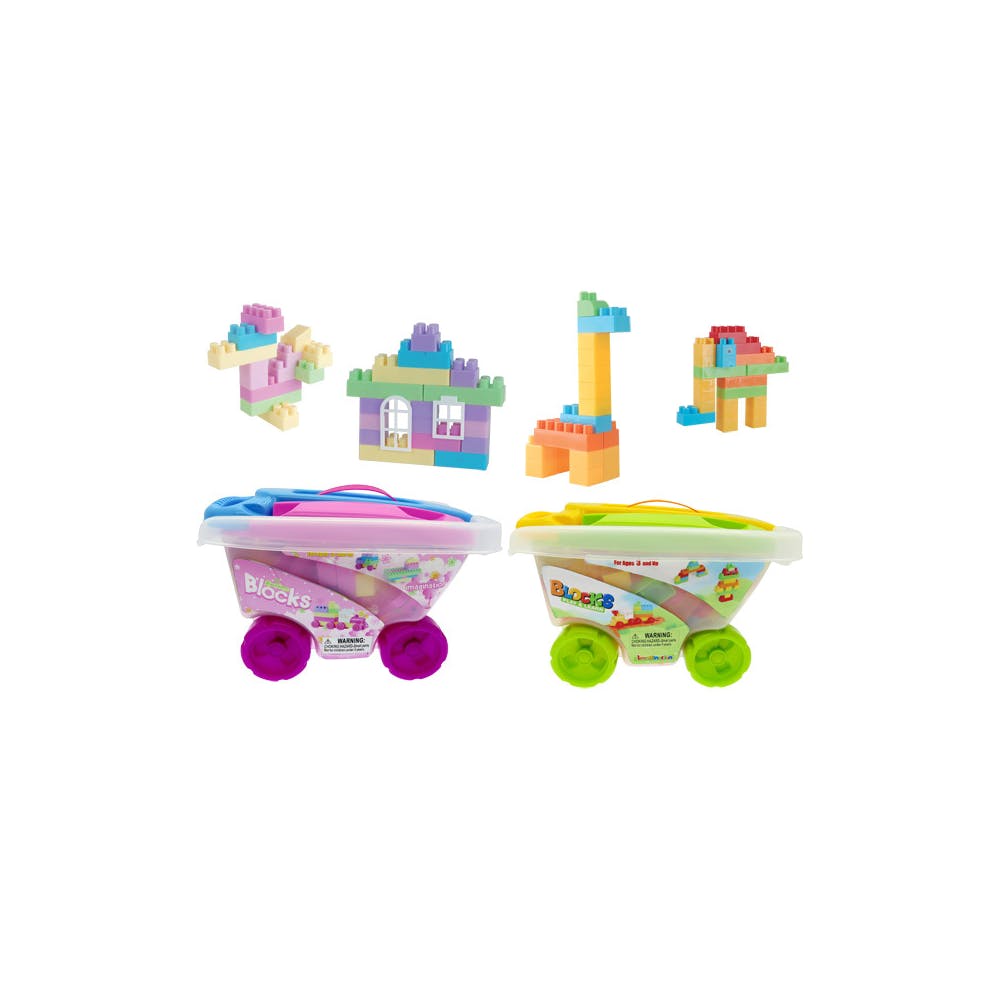 Blocks & Cart Playsets - 55 Pieces Assorted Colors 2
