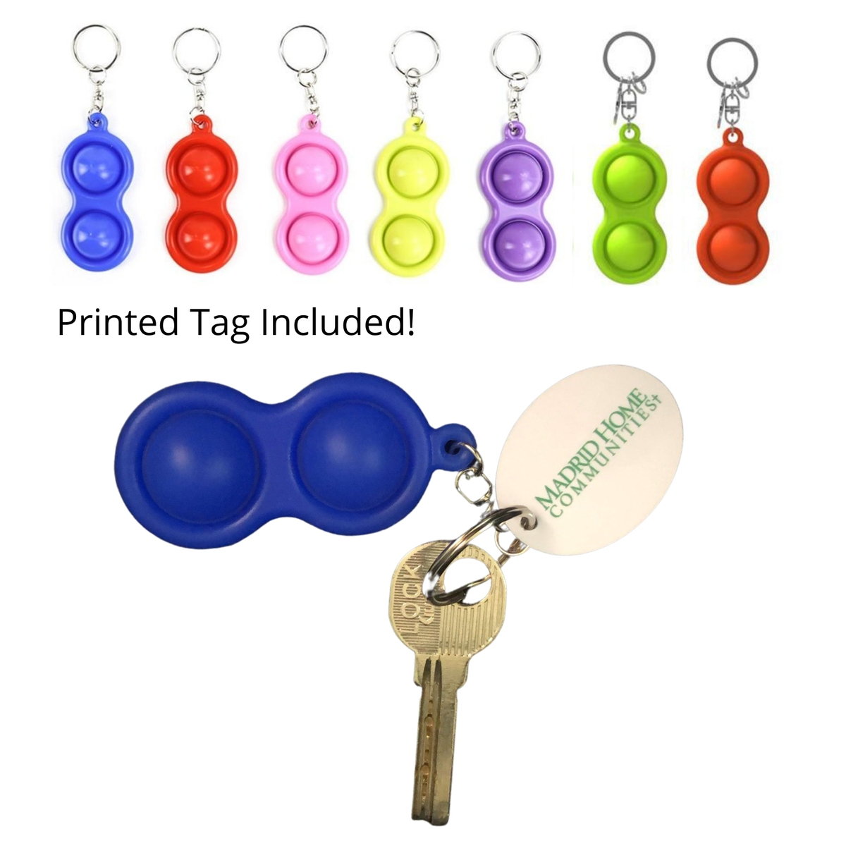 Economy Mini Pop-It Fidget Keychain W/ Imprinted Tag 2