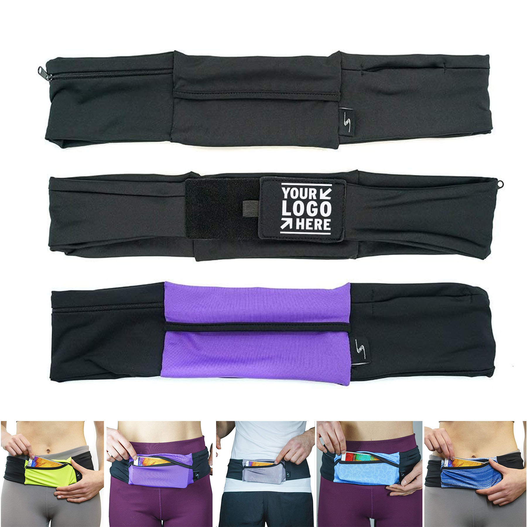3 Pocket Adjustable Running Belt Waist Fanny Pack Working Out With Sweat Resistant
2
