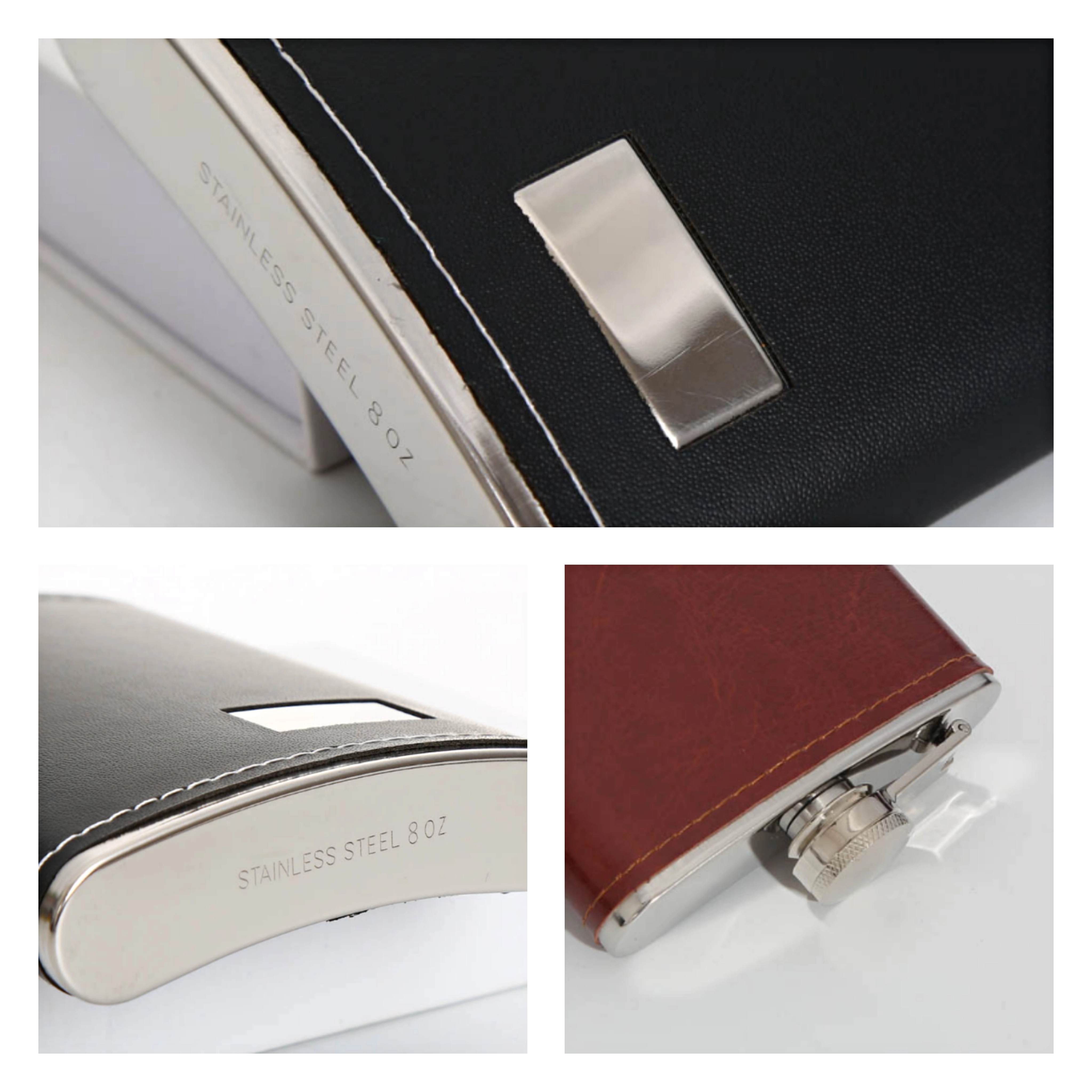 8 oz Stainless Steel Liquor Flask PU Surface 7