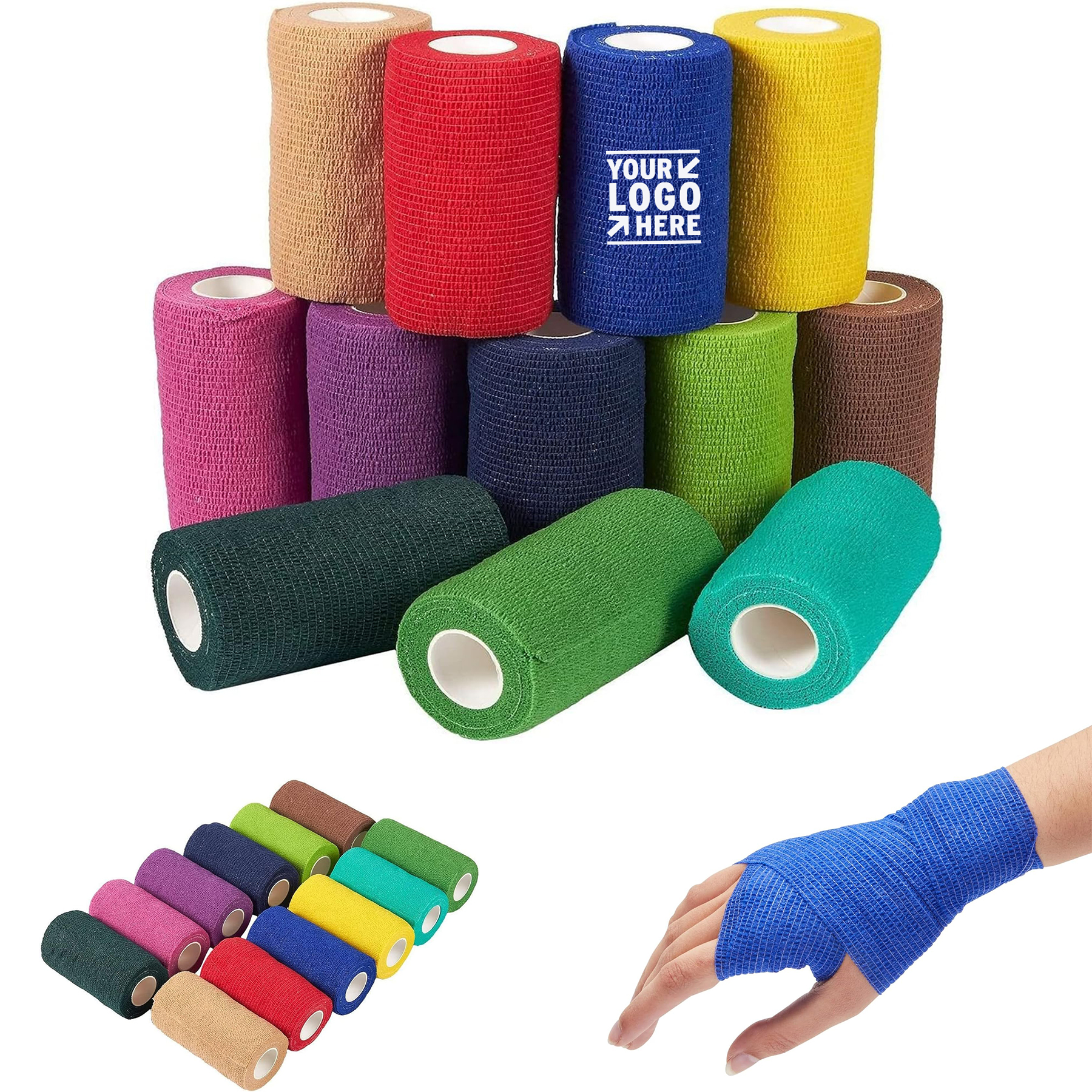 Sports First Aid 4 Inch Wide 5 Yards Colorful Self Adhesive Bandage Wrap
