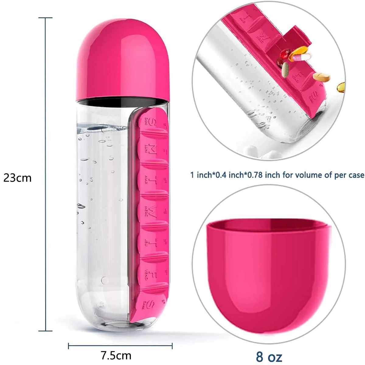 Portable Pill Organizer Water Bottle 6