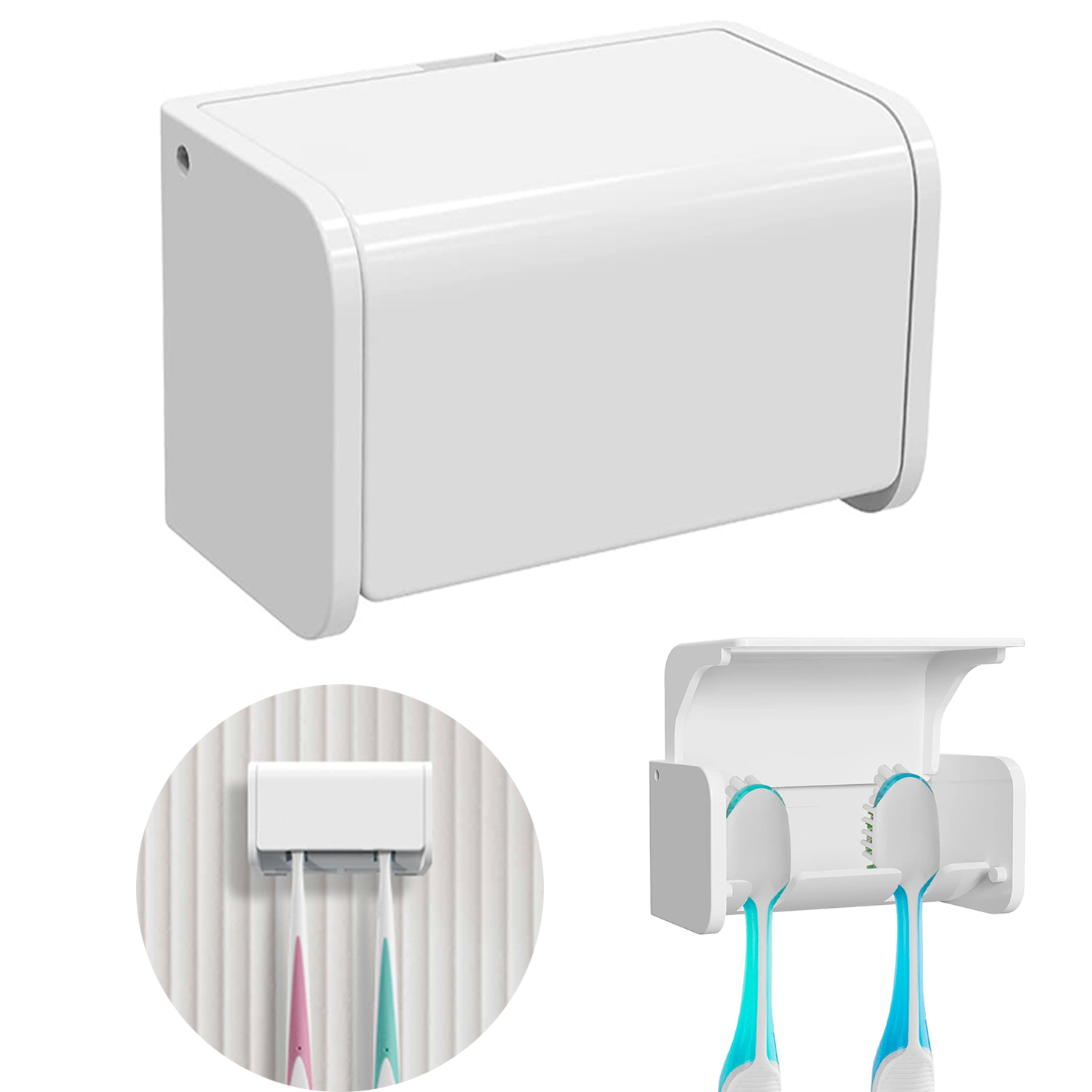 Wall Mounted Toothbrush Holder With Cover 3