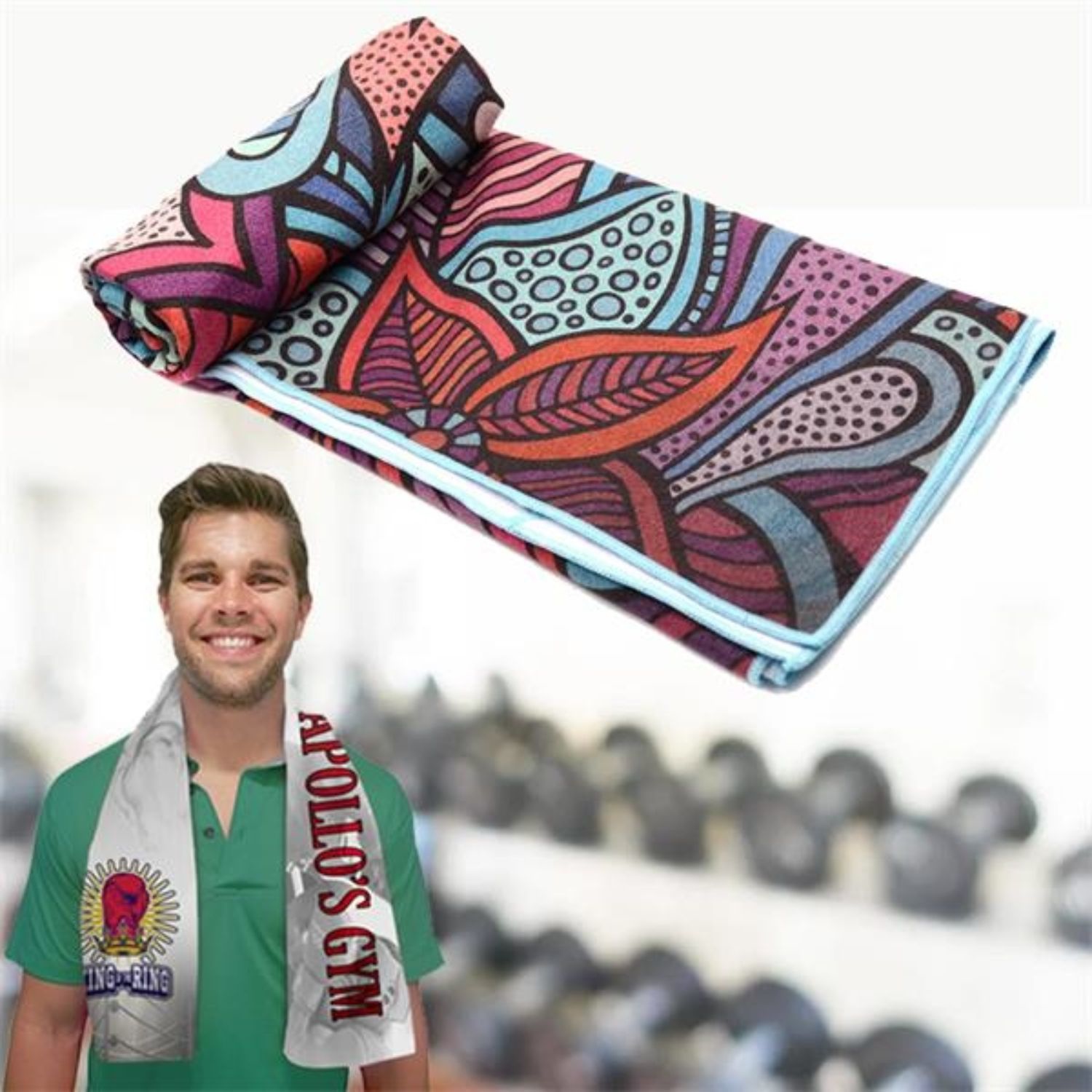 Poly-Cotton Gym Towel w/ Edge-to-Edge Sublimation 410 GSM