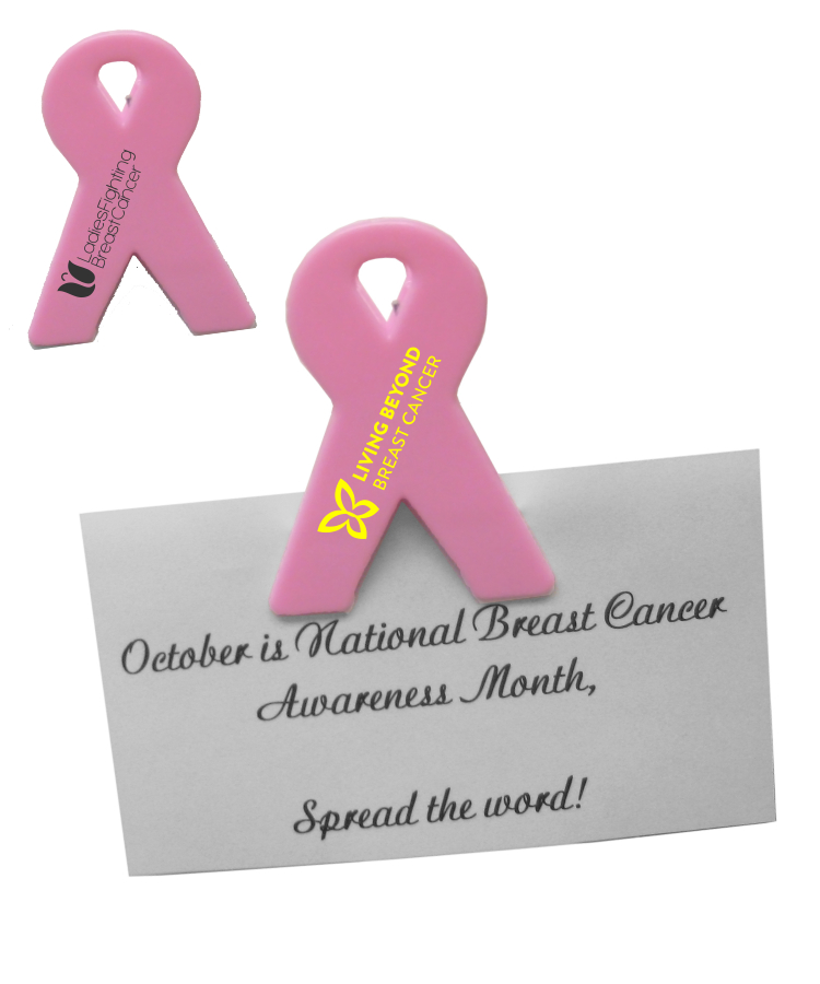 Breast Cancer Awareness Pink Ribbon Magnetic Memo Holder Clip 2