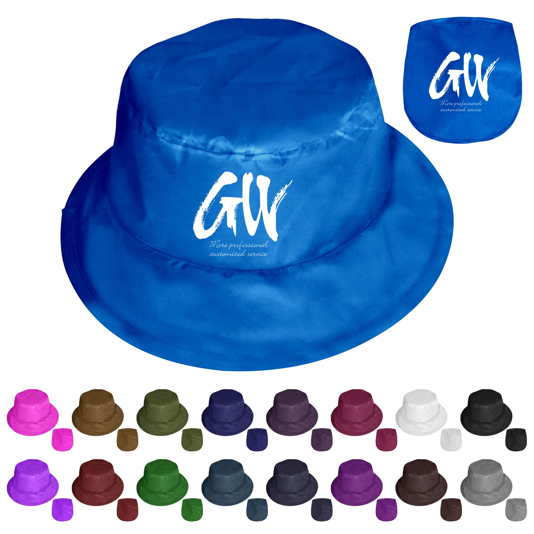 Foldable Polyester Bucket Hat With Pouch 2