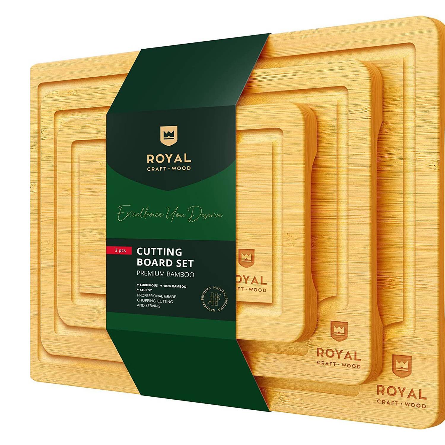 3-Piece Bamboo Cutting Board Set 1