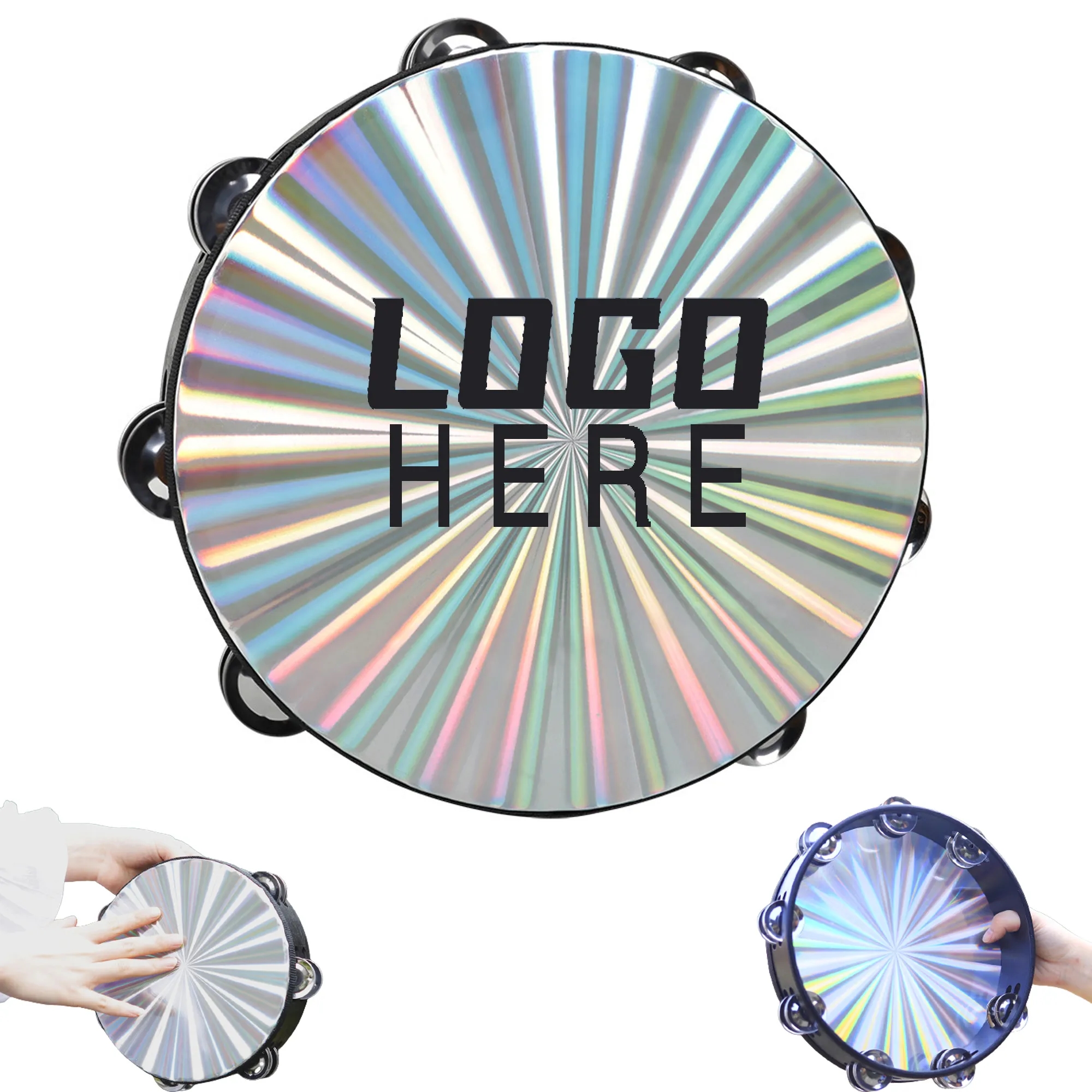 10" Laser Faced Tambourine MOQ50pcs 2
