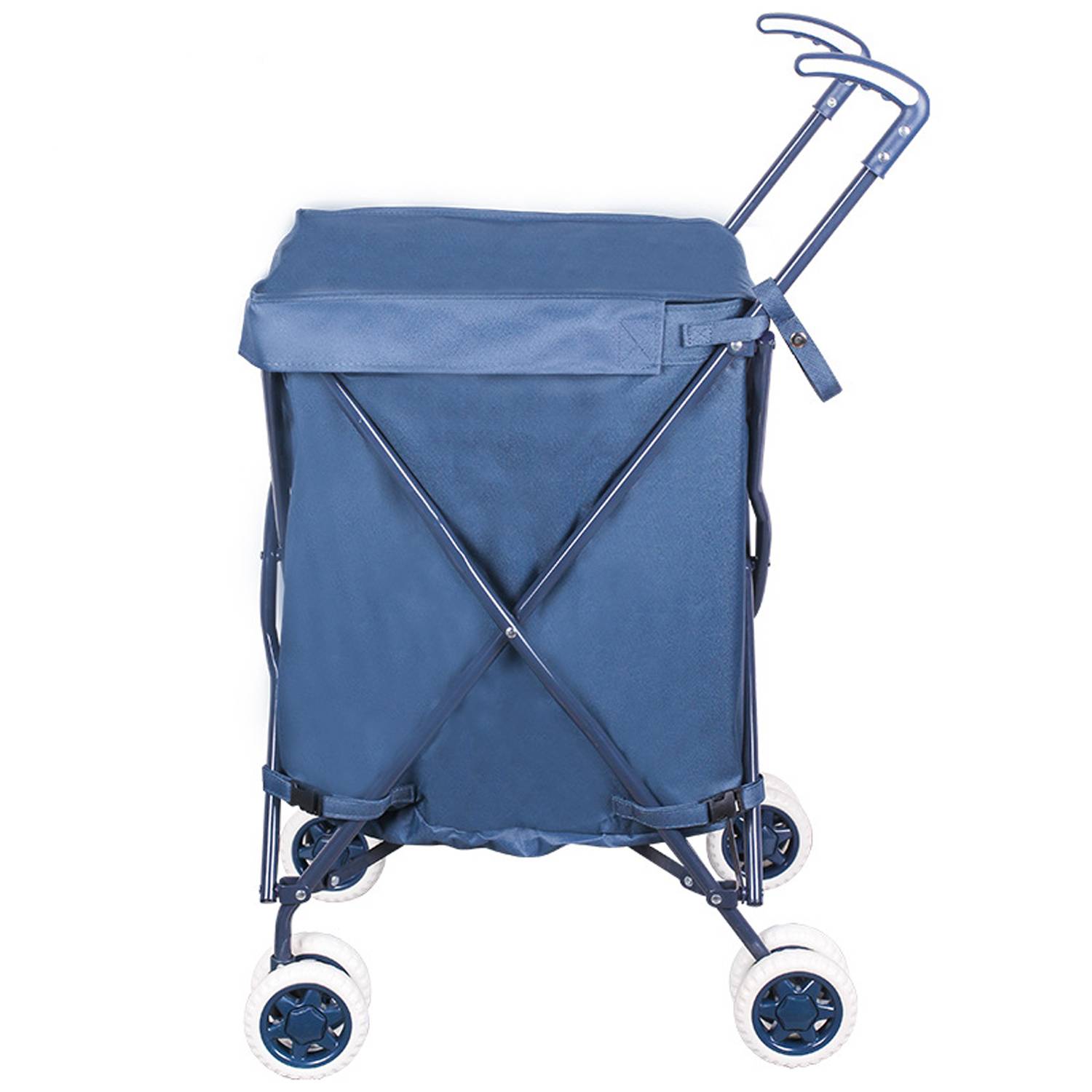 Folding Wheeled Shopping Cart w/ Removable Canvas Bag 2