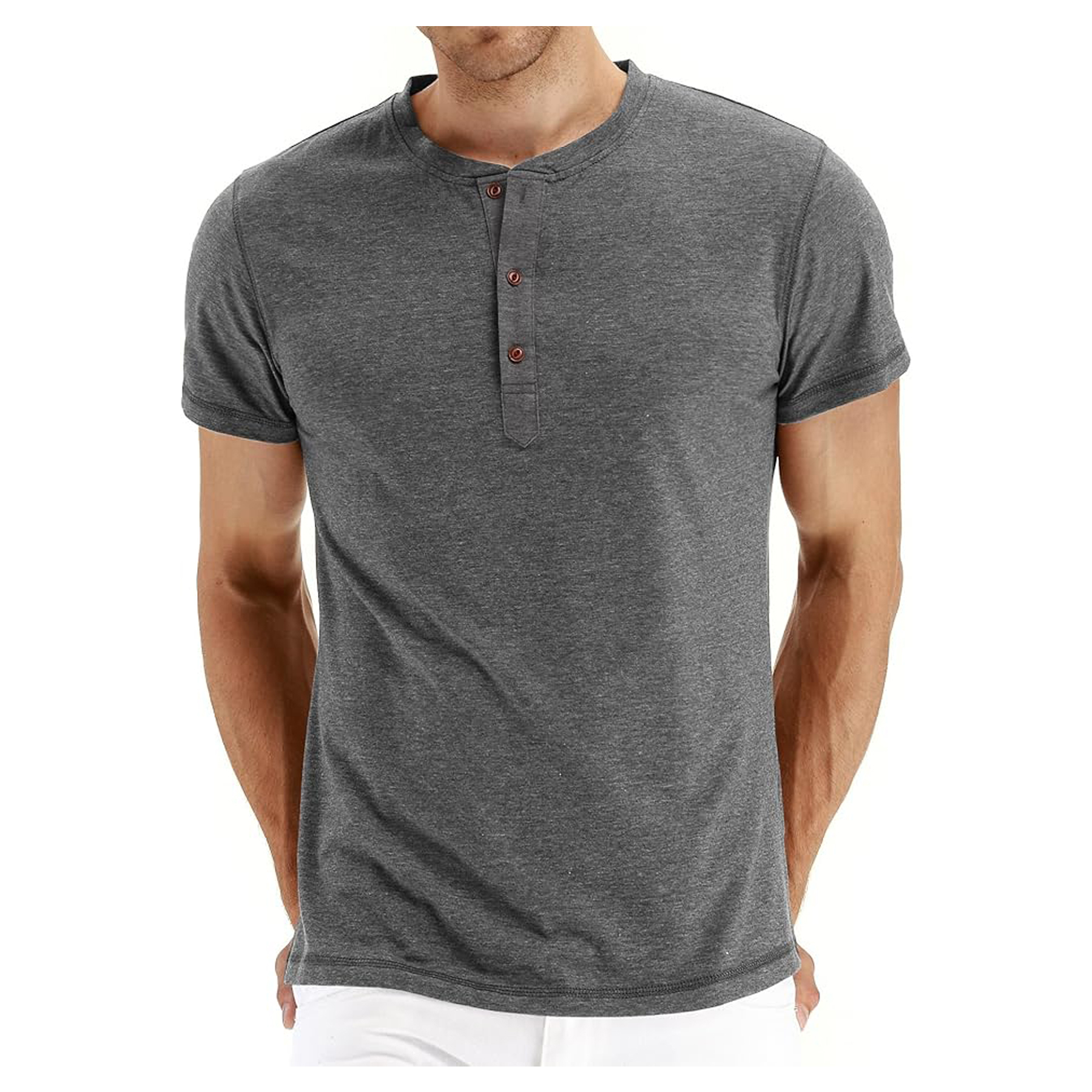 Men's Long Sleeve Henley Cotton T Shirts 2