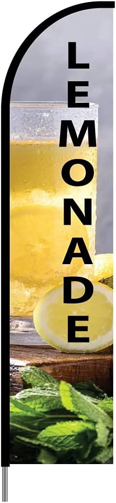 Lemonade Sign Feather Flag Swooper Banner Pole Kit Outdoor Businesses and Store Sign Display, 15ft 4