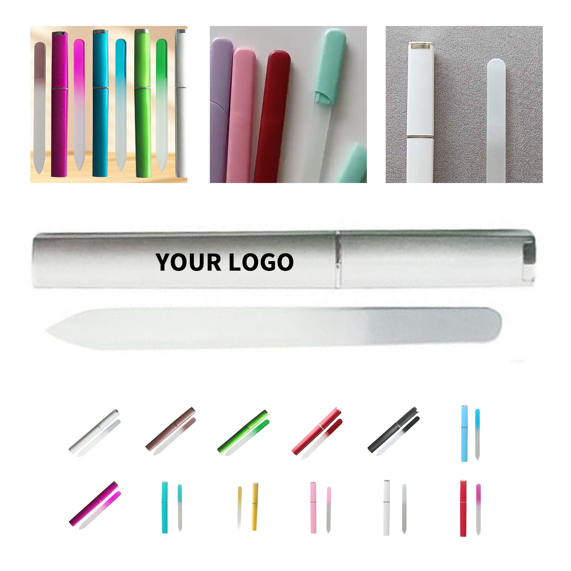 Double Sided Glass Nail File With Protective Case 5.9" 1