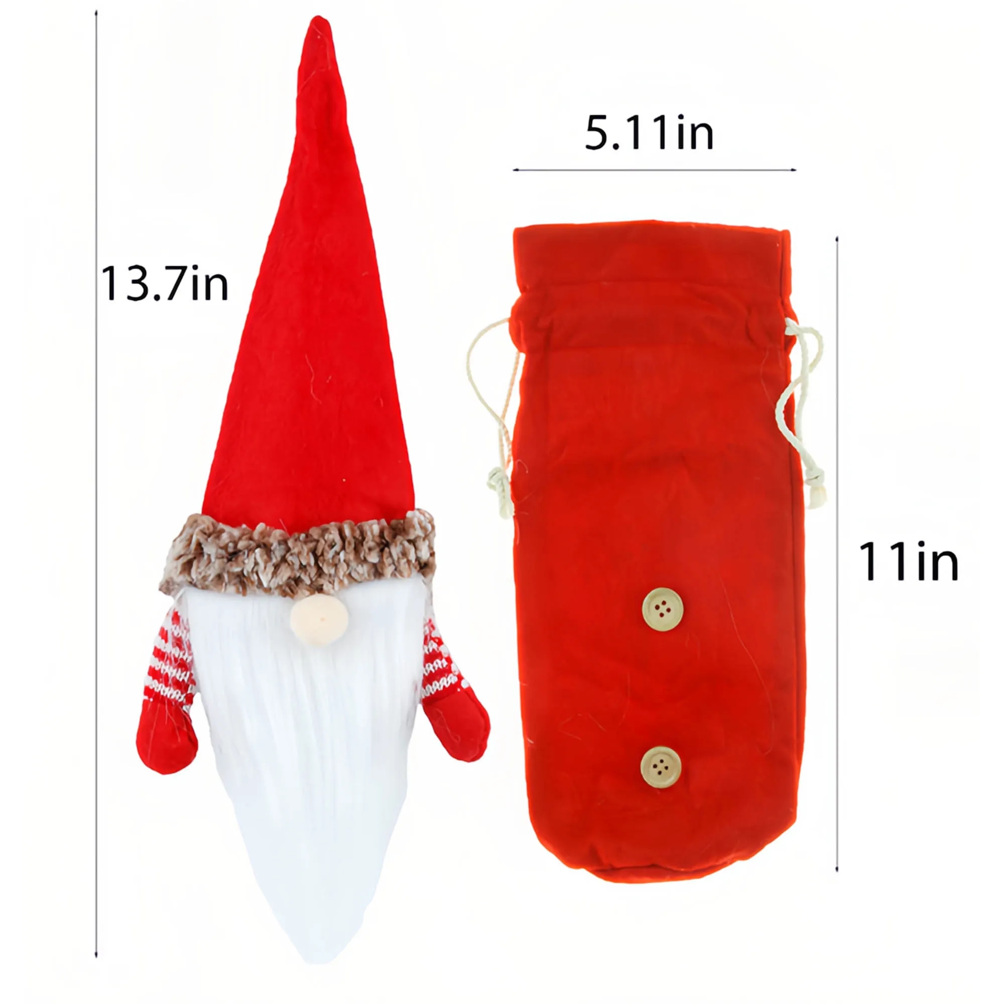 Christmas Gnome Wine Bottle Cover 5