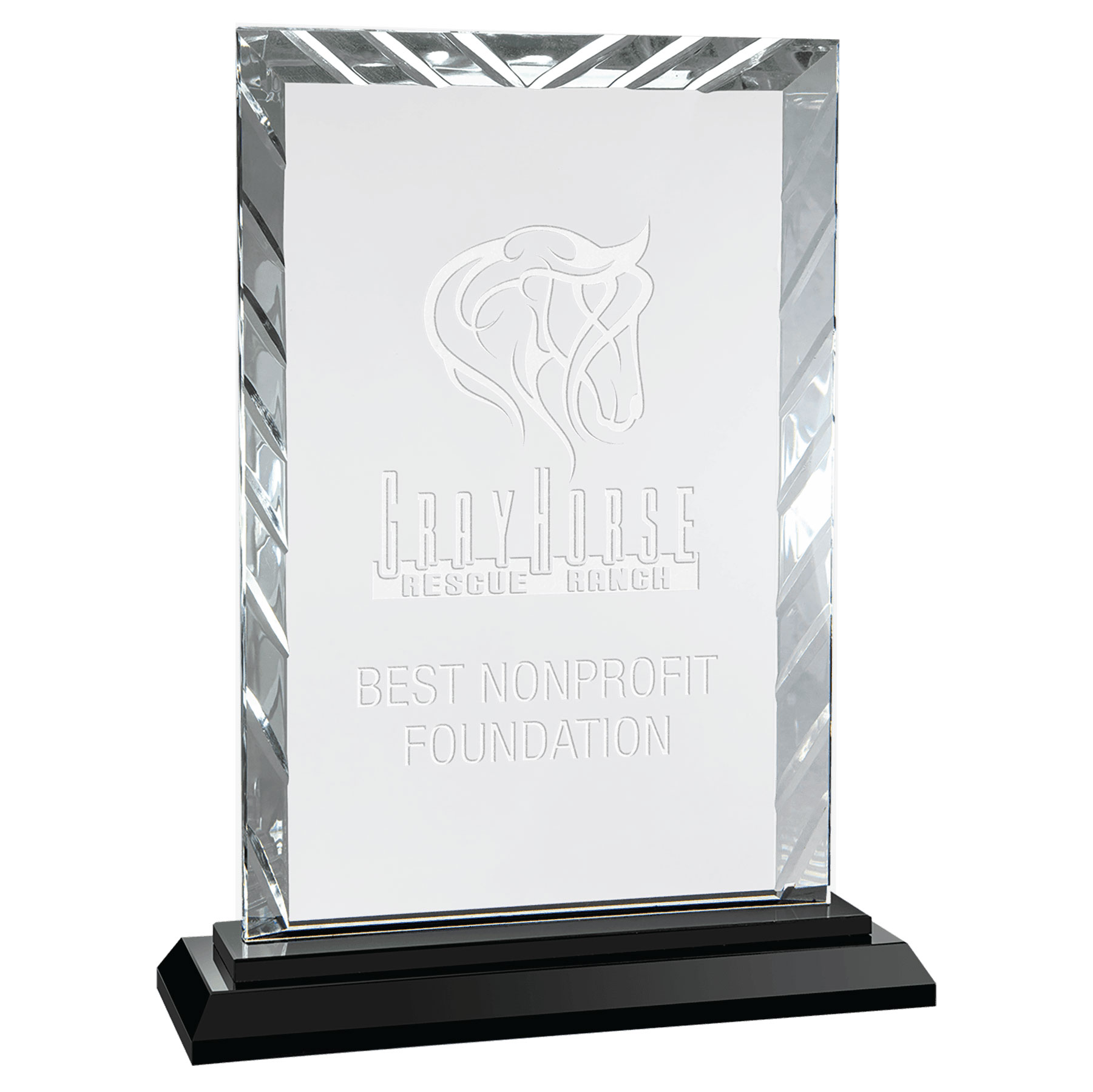 9" Rectangle Accent Glass on Black Base