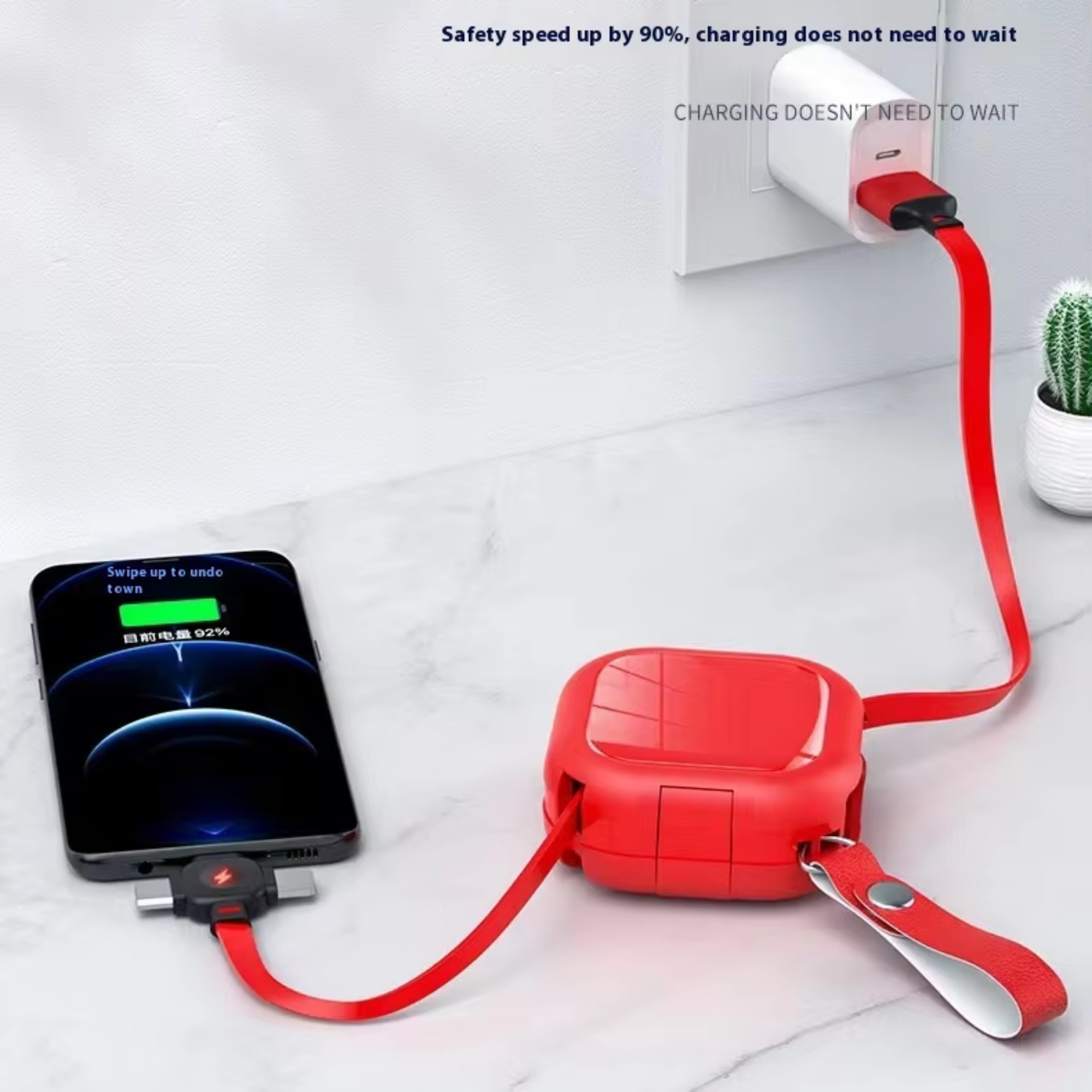 Retractable USB 3 in 1 Charging Cable with Phone Stand 4