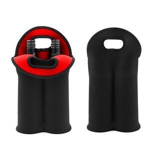 Neoprene Dual Color 2 Bottle Wine Bag With Cutout Handles 34