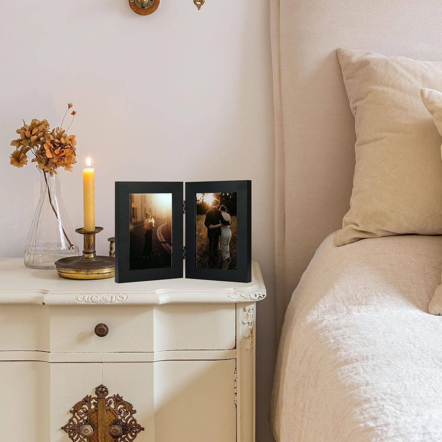 Wooden Vintage Foldable Dual Picture Frame 4