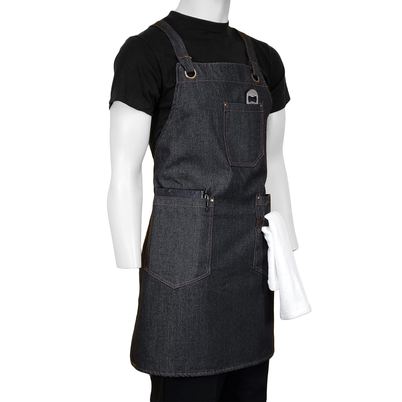 26 in. x 31 in. Denim Cross Back Apron with Pockets (BLANK) 2