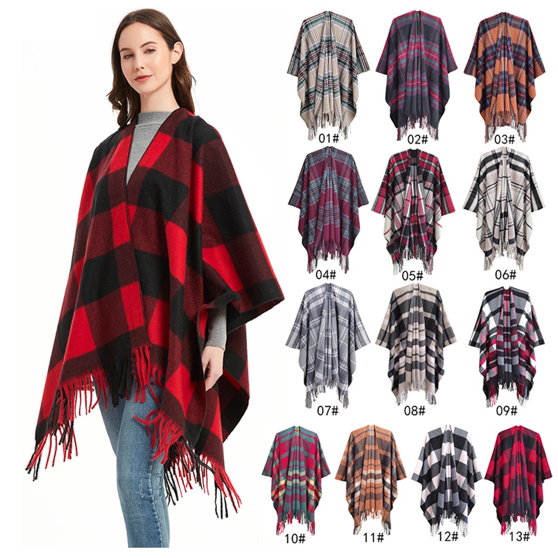 Buffalo Plaid Checkered Wrap Cape 1