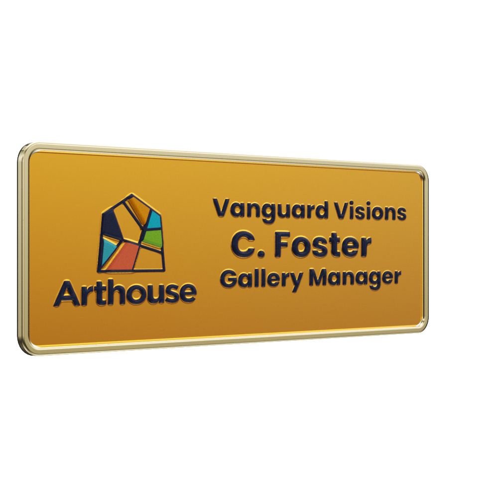 Texture Tone® Rectangle Metal Name Badge (3" x 1") 4