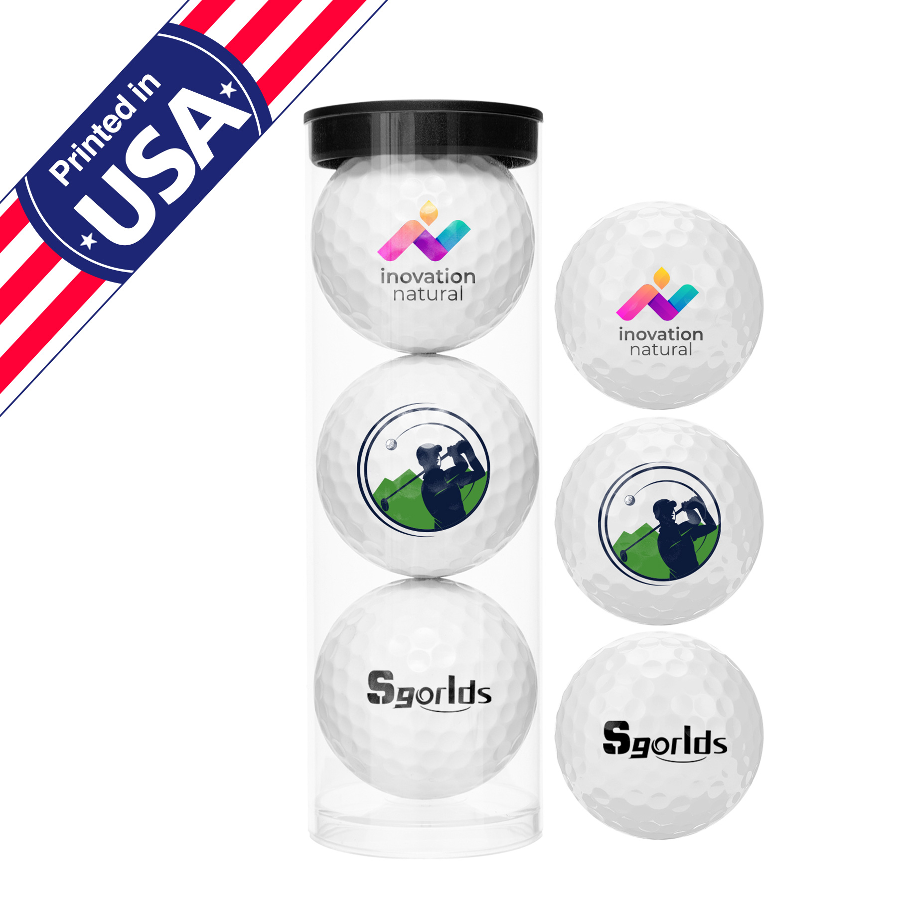 3 Pack Professional Golf Balls with Clear Tube 6