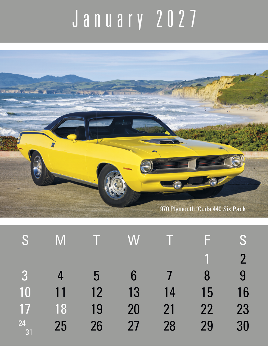 Triumph® Calendars Press-N-Stick Full-Color Header Cruisin’ Cars Calendar 14