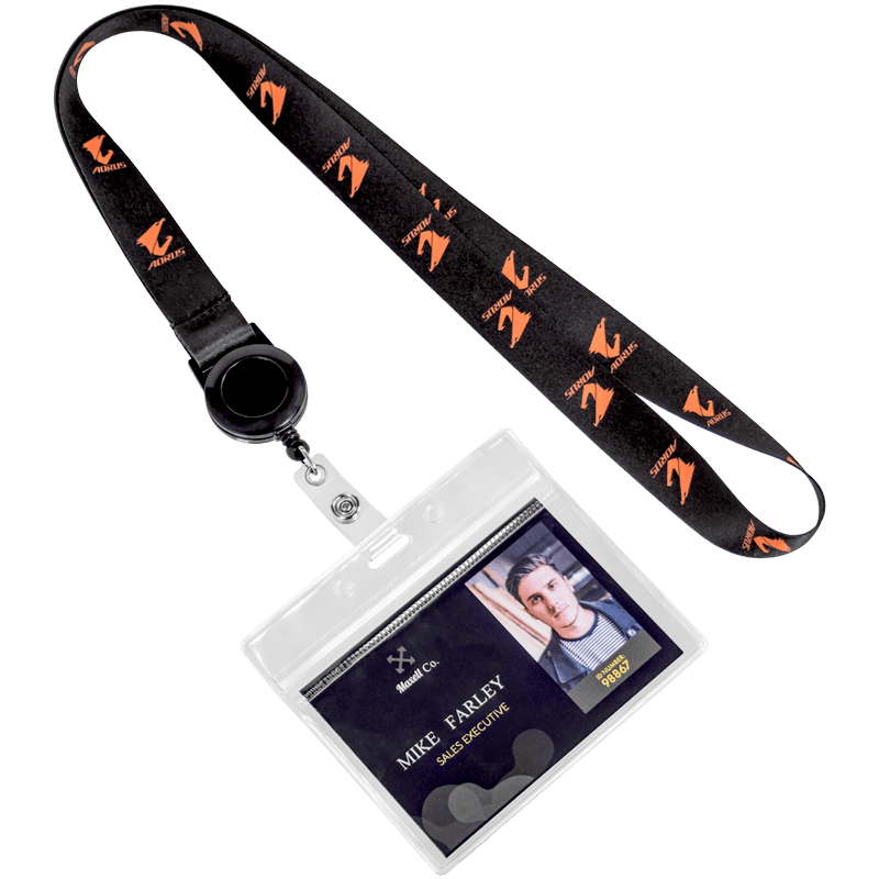 ID Badge Reel Full Color Lanyards With Badge Holder 9