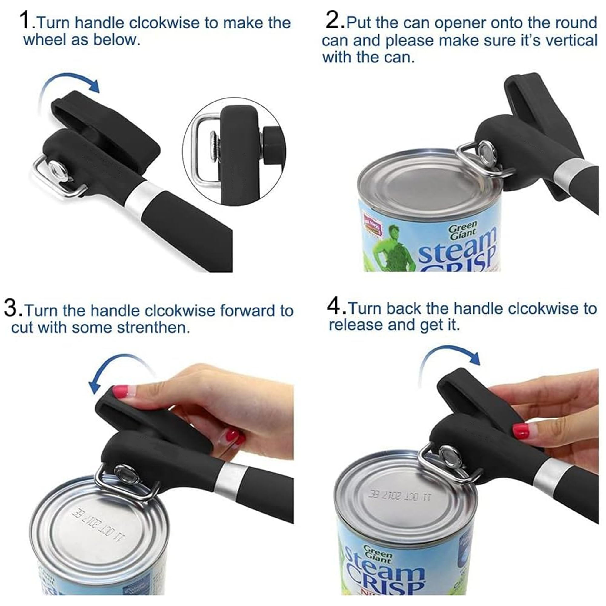 Manual Safe Cut Stainless Steel Can Opener 2