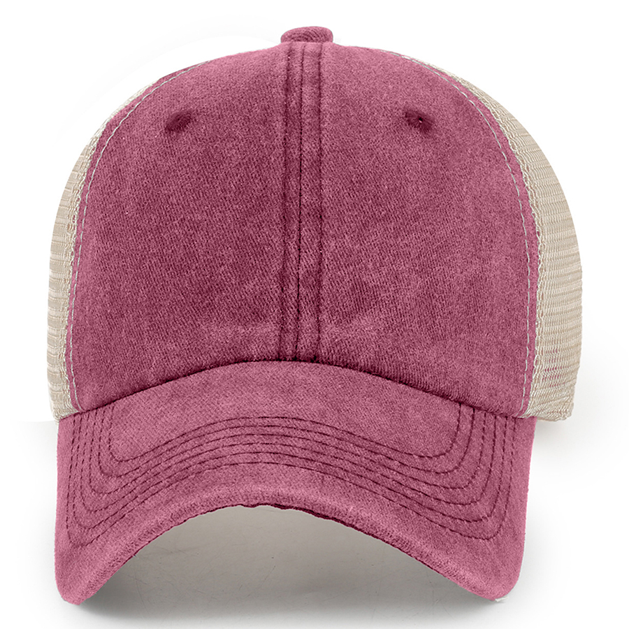 Stock 2-Tone Washed Cotton 6-Panel Trucker Cap 29