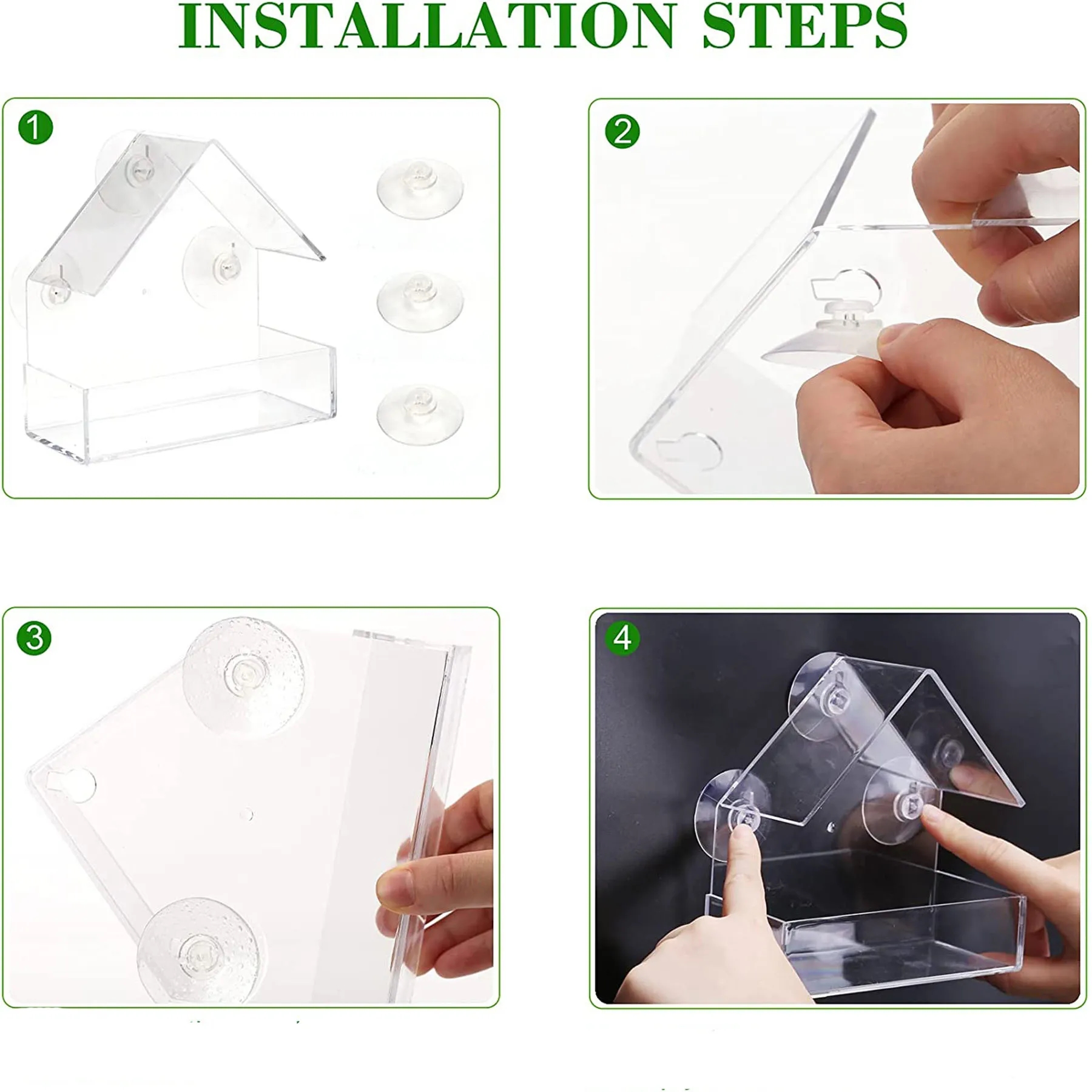 Clear Window Bird Feeder With Strong Suction Cup 2