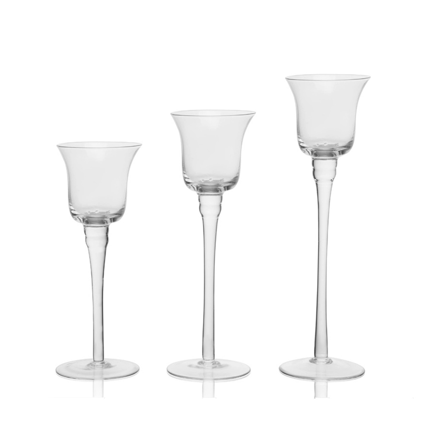 Glass Pillar Candle Holder Set 3