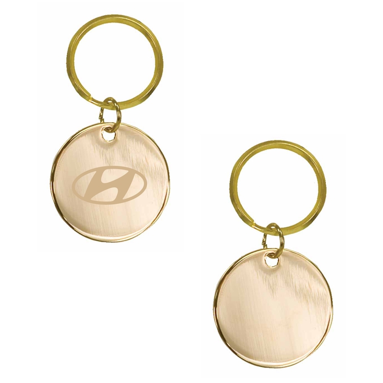 Gold Brass Round Keyring (1.5" Diam.) 2