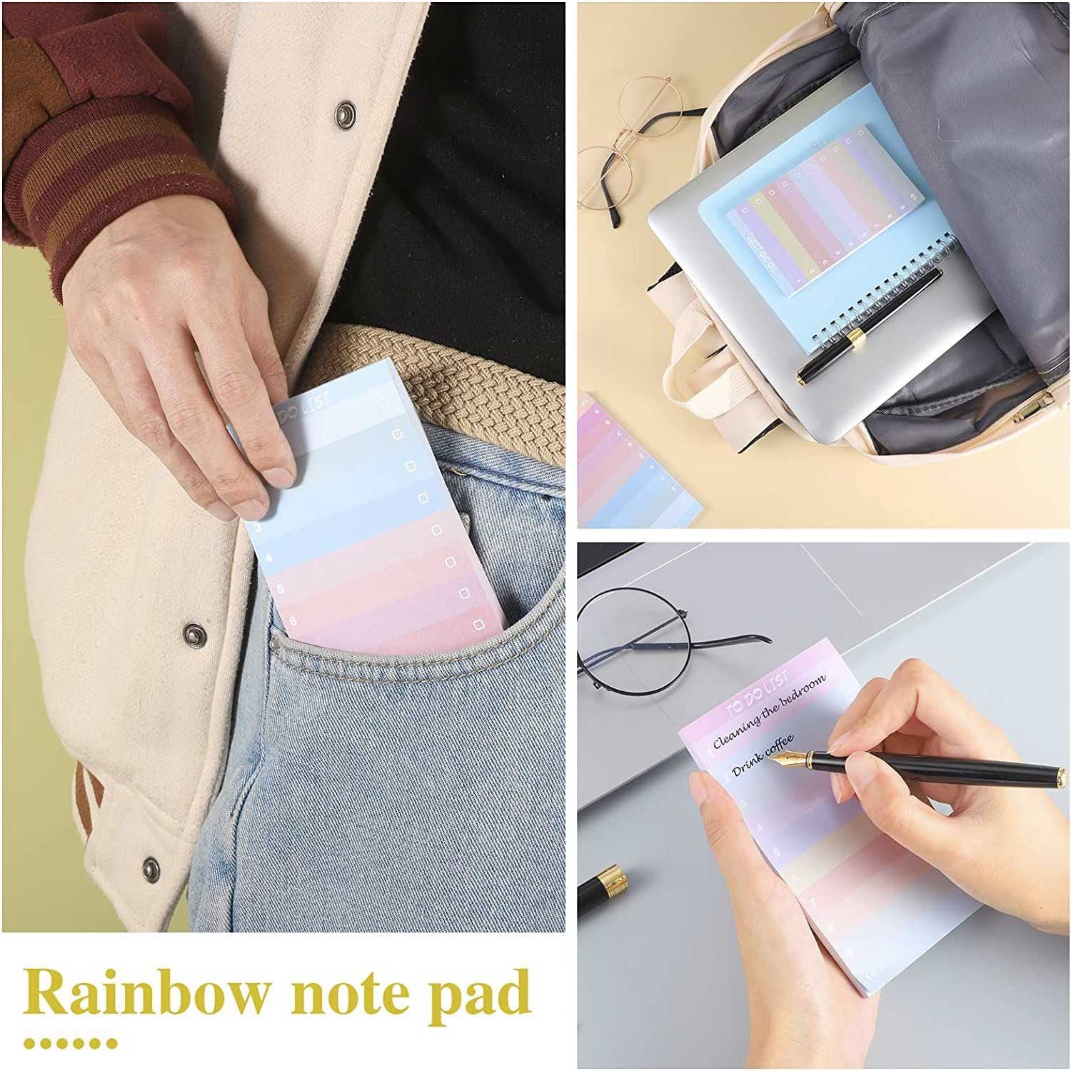 Rainbow Sticky Notepad Grocery List Notes Office Supplies 6