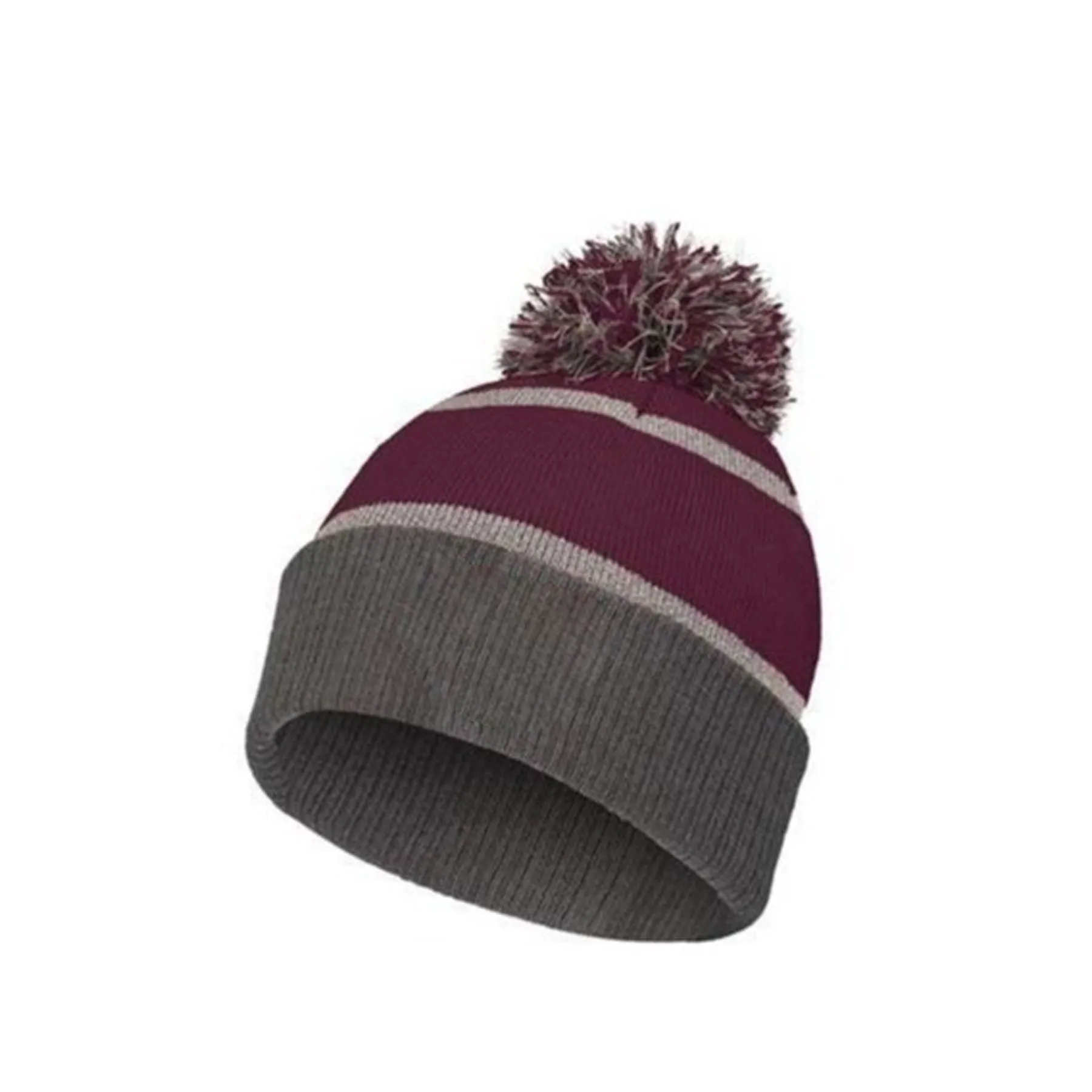 Thick Striped Knit Beanie with Pom 6