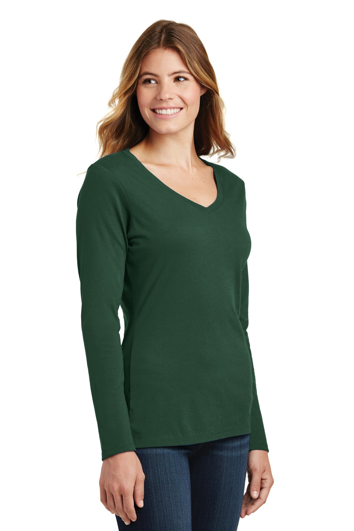 Port & Co Women's Long Sleeve Fan Favorite V-Neck Tee. LPC450VLS 91