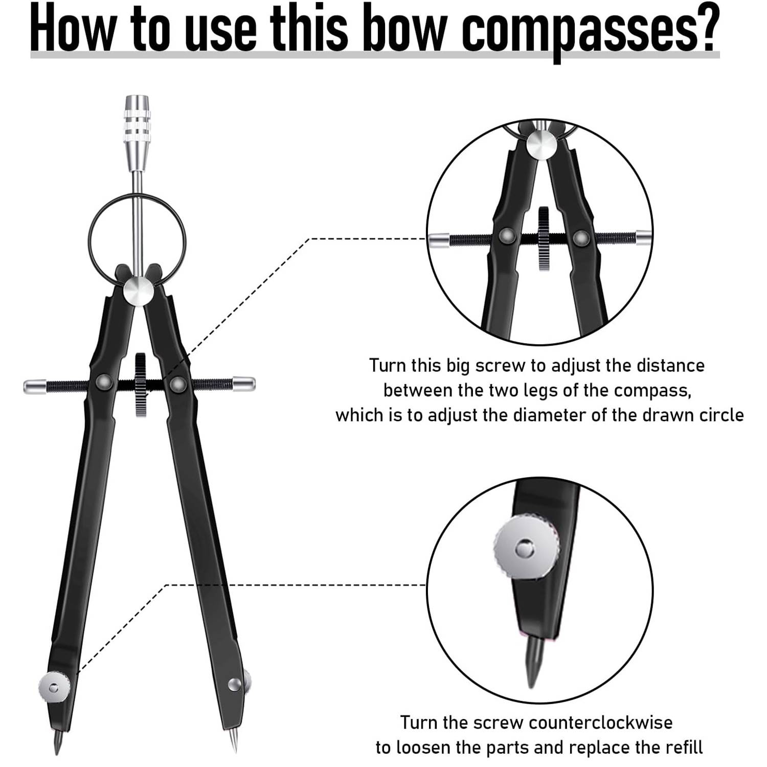 Spring Metal Lockable Drawing Compass 4