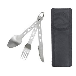 3 in 1 Stainless Steel Flatware Utensil Spoon Fork Knife With Pouch 9