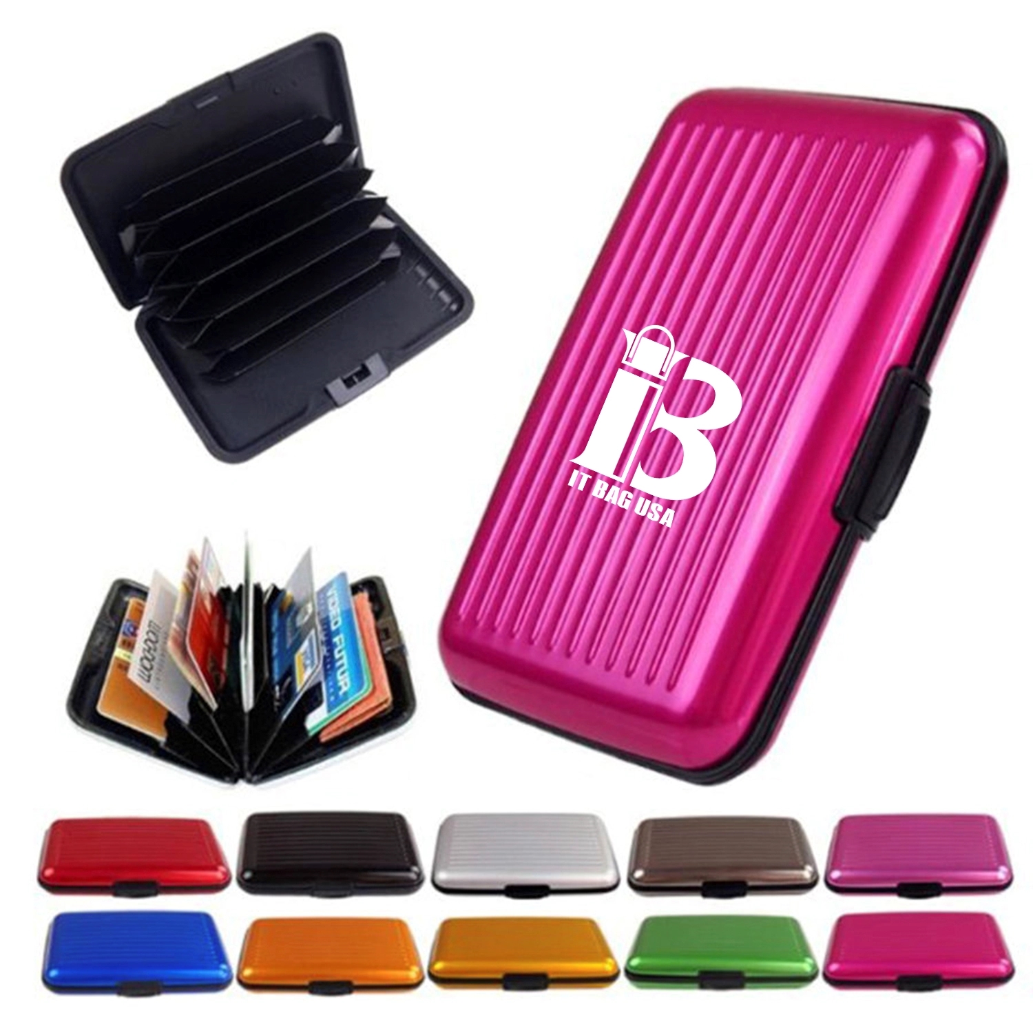 RFID-Blocking Aluminum Colorful Wallet Credit Cards Holder 2