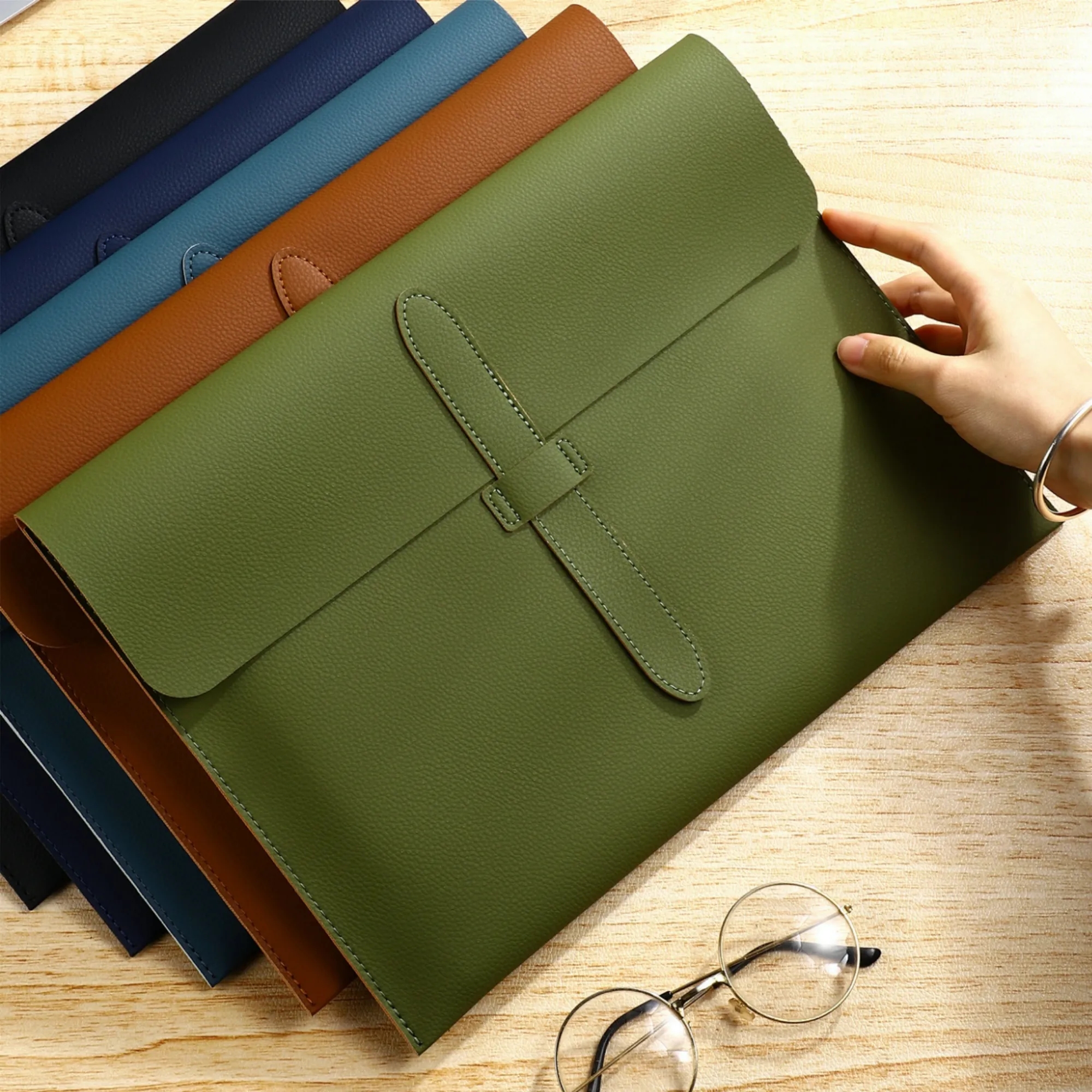Business A4 Leather Portfolio Document Holder File Bag 2